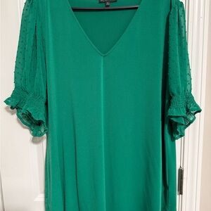 Adrianna Papell Emerald V-Neck Blouse